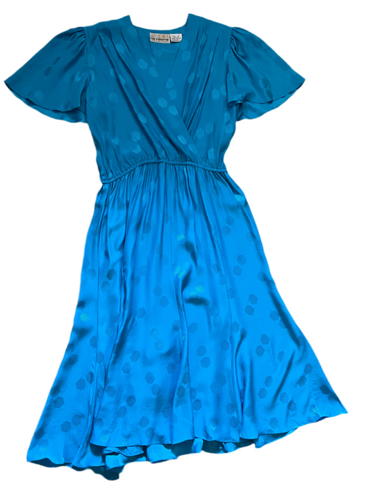 Vintage 100% silk polka dot dress, Size 12