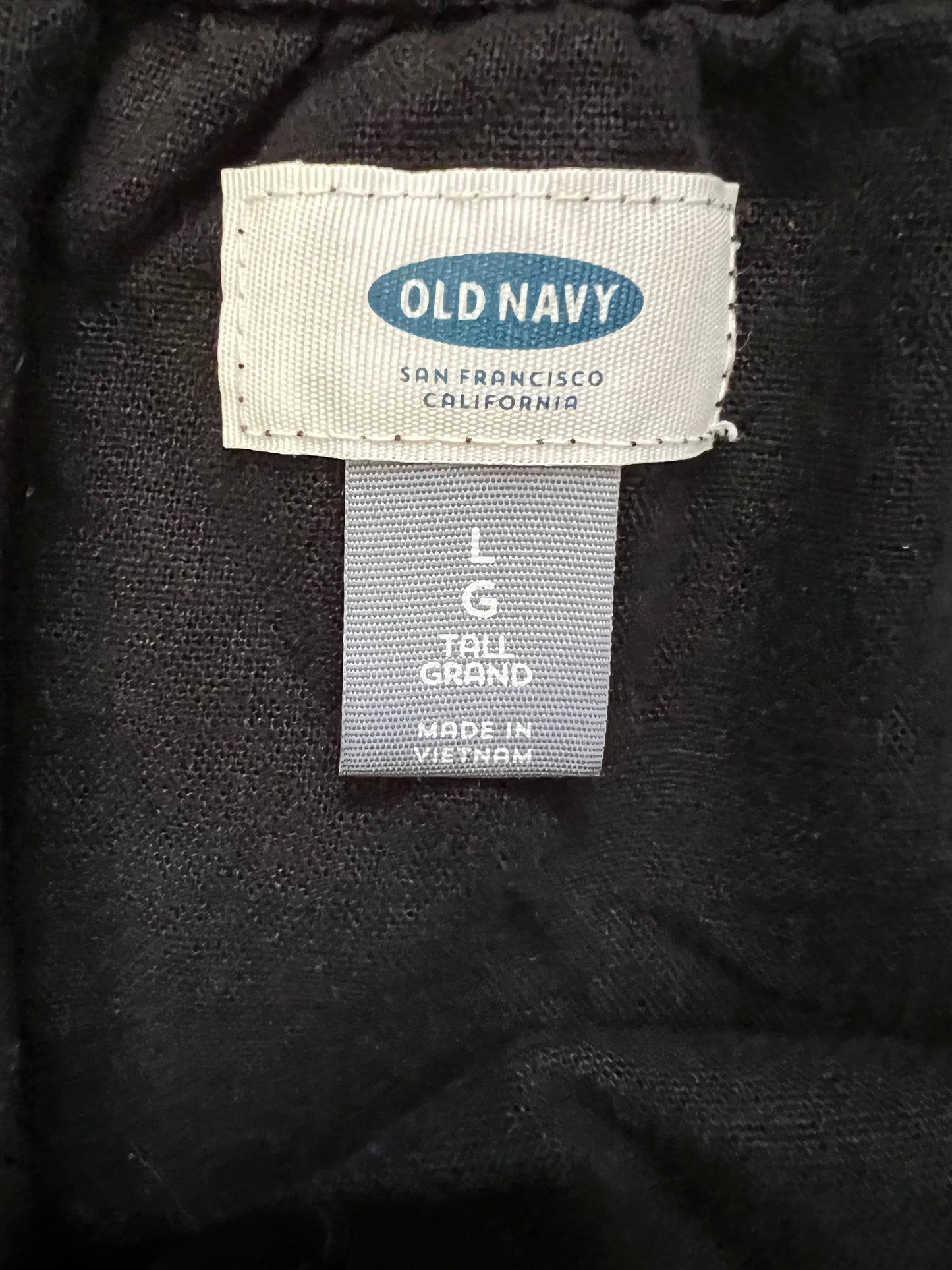 Black linen blend shorts romper, Size Large Tall