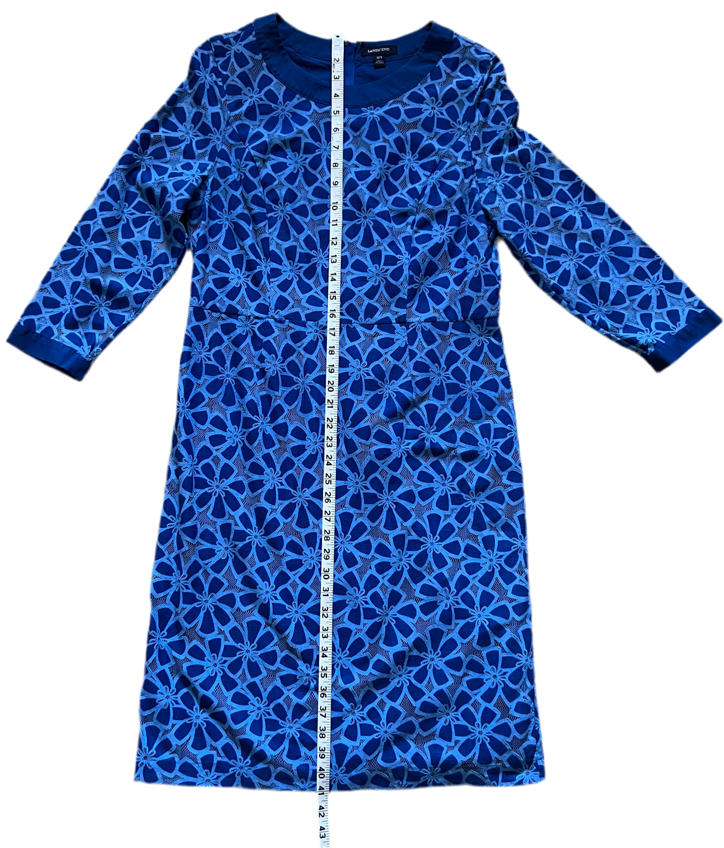 Blue dress with eyelets, Size 12 Tall
