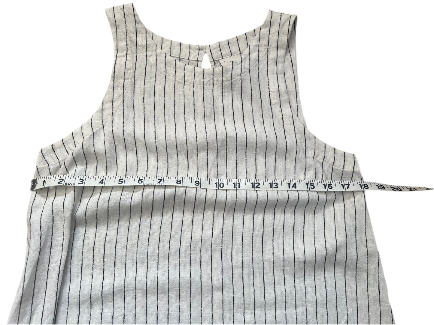 Black and white striped linen blend dress, Size Small