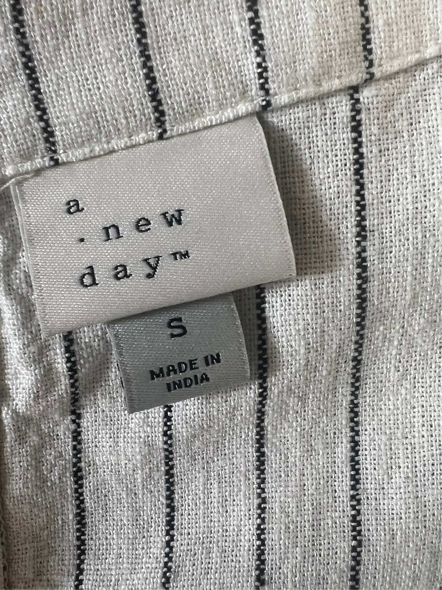 Black and white striped linen blend dress, Size Small