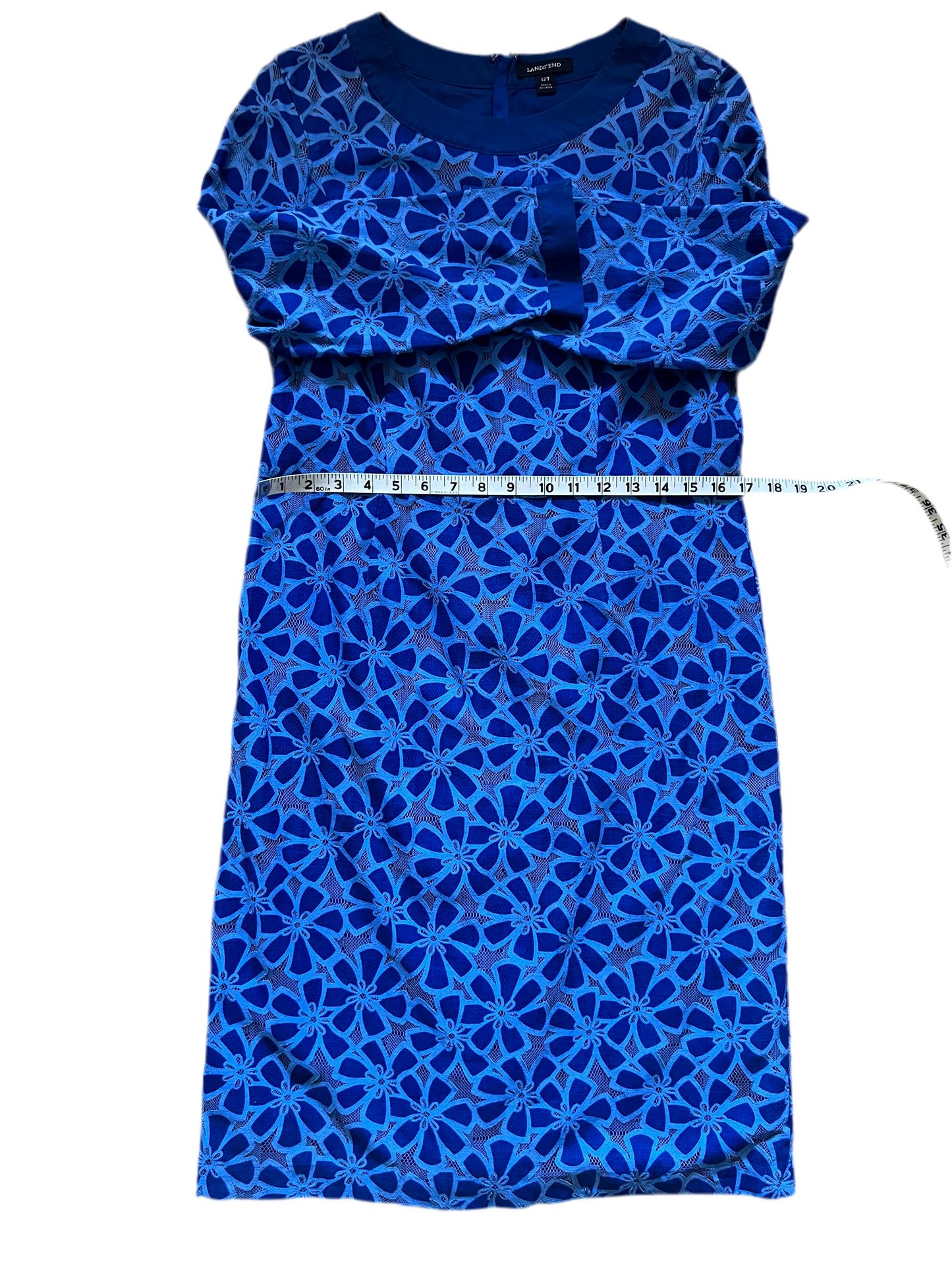 Blue dress with eyelets, Size 12 Tall