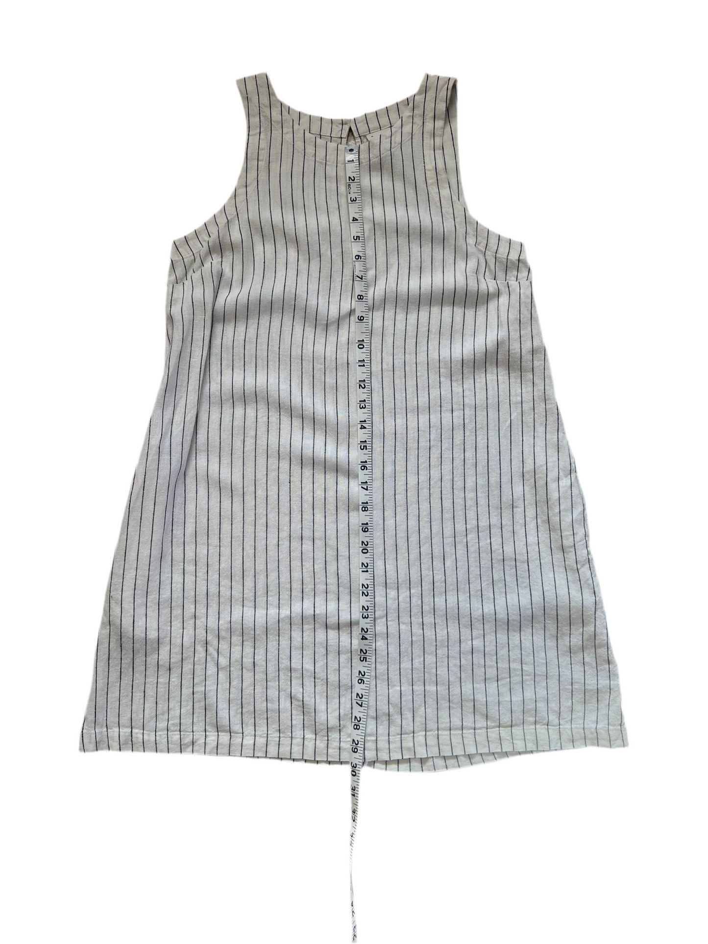 Black and white striped linen blend dress, Size Small