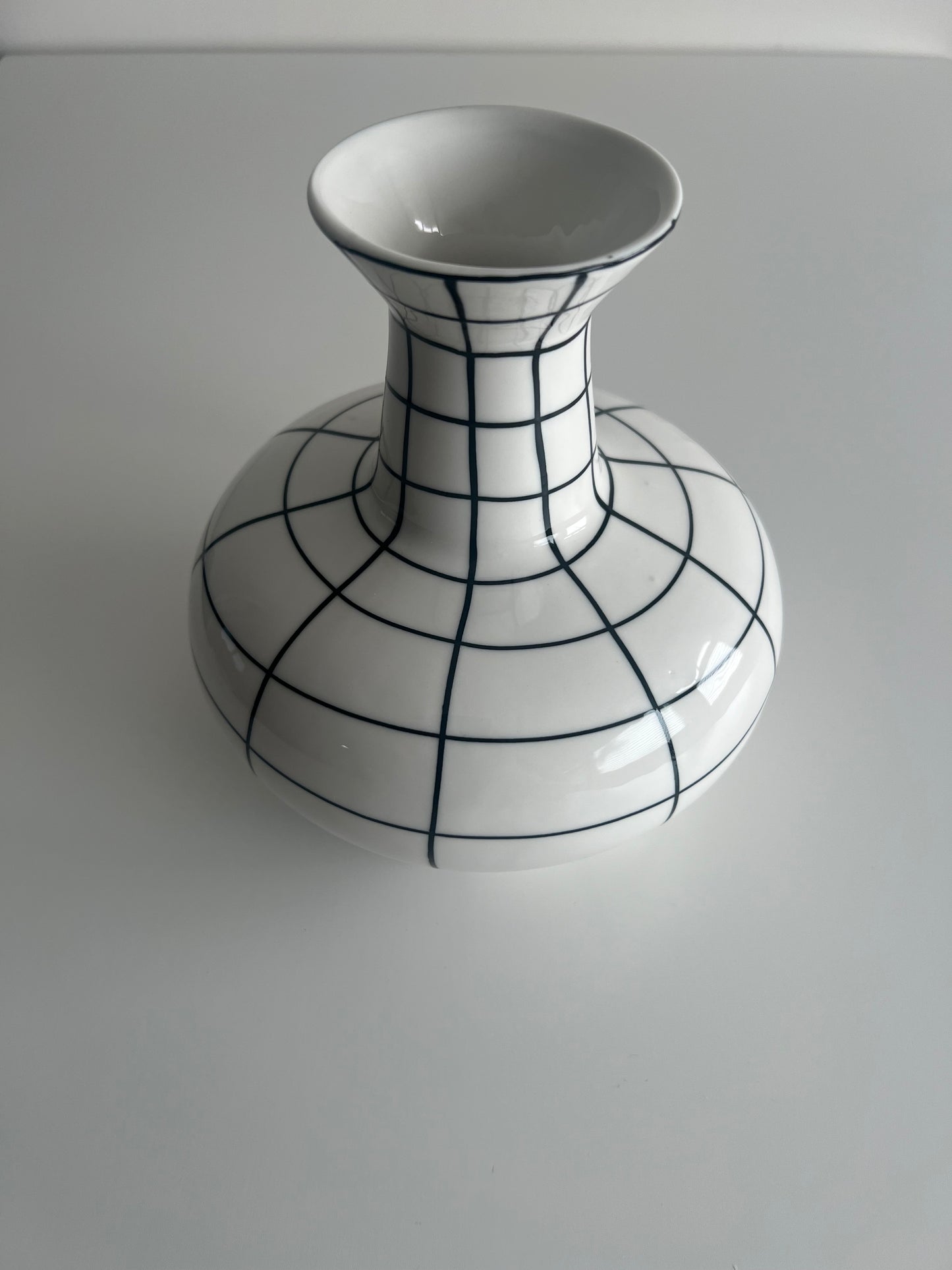 Black and white checkered vase